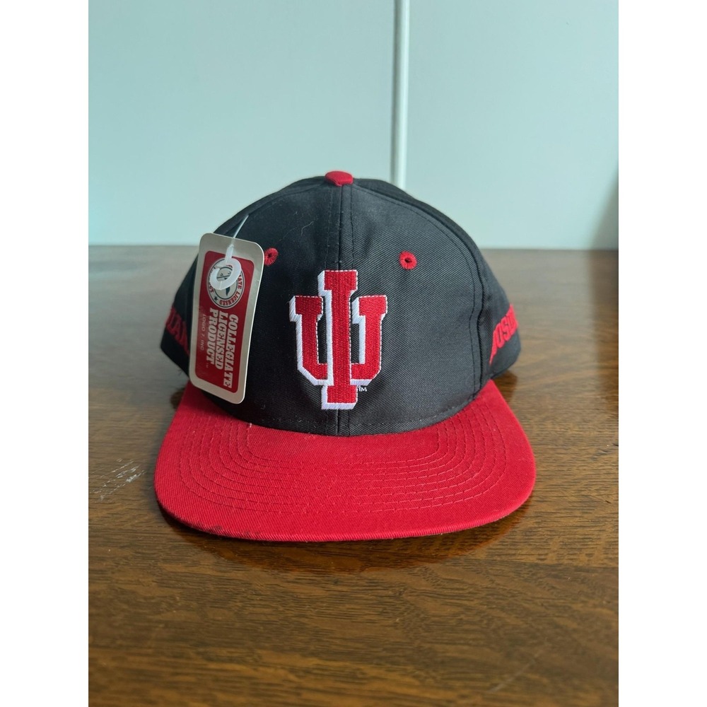 Vintage Indiana Hoosiers Hat Cap One Size Black NCAA Snap Back Competitor 90s